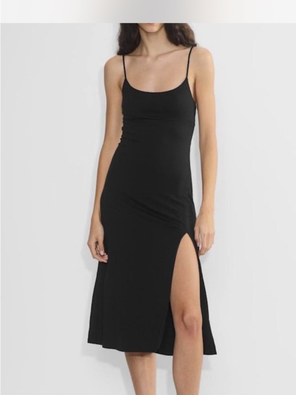 Aritzia Wilfred Black Spaghetti-Strap Midi Dress Small